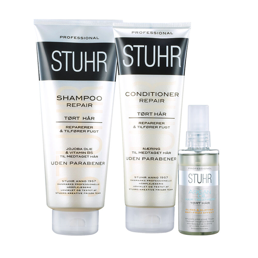 【保税区发货】STUHR修复洗发水套装烫染发质护发素精油325ml+250ml+75ml