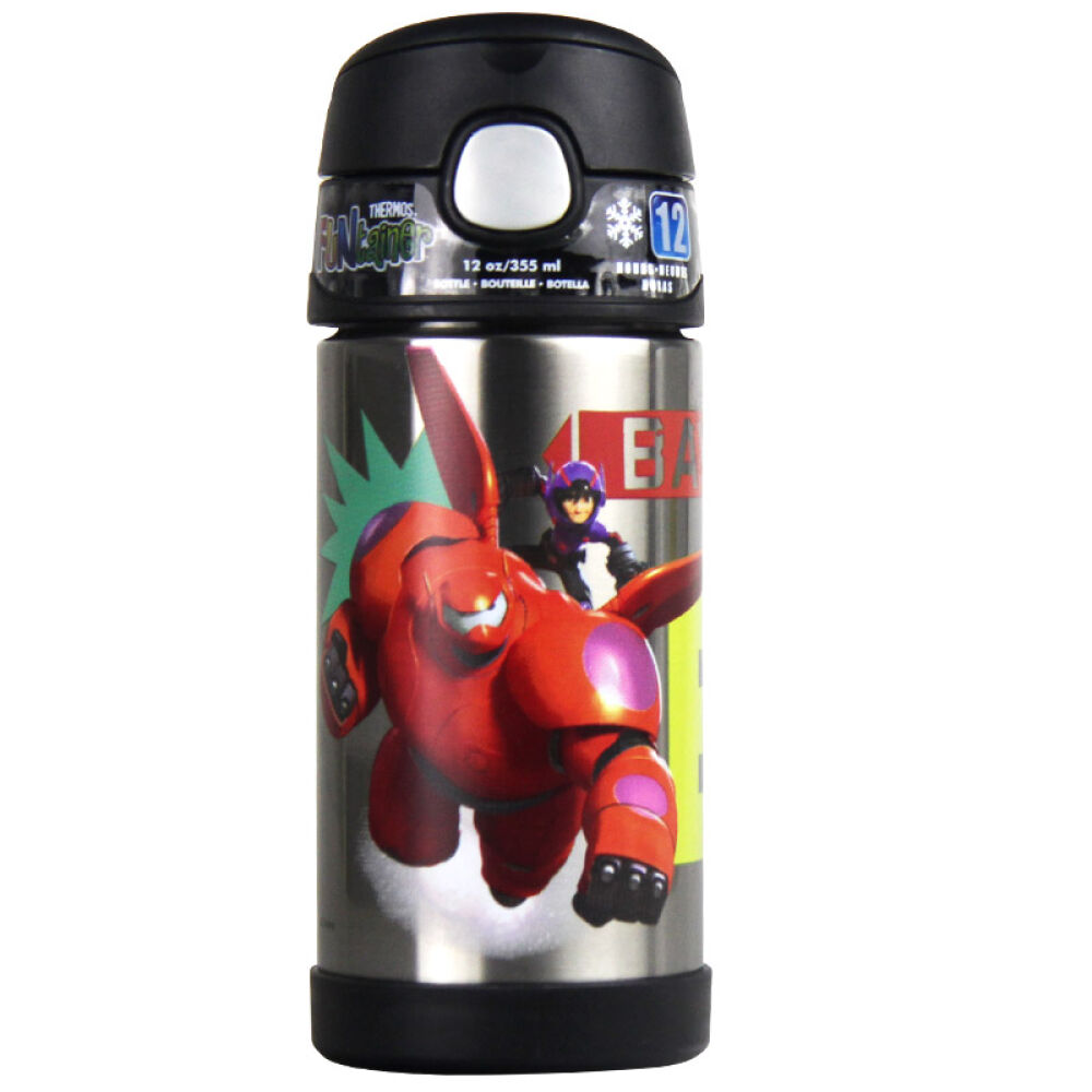 膳魔师thermos儿童保温杯吸管杯宝宝婴儿水壶小学生水杯355ml35-黑色-大白---------355ml