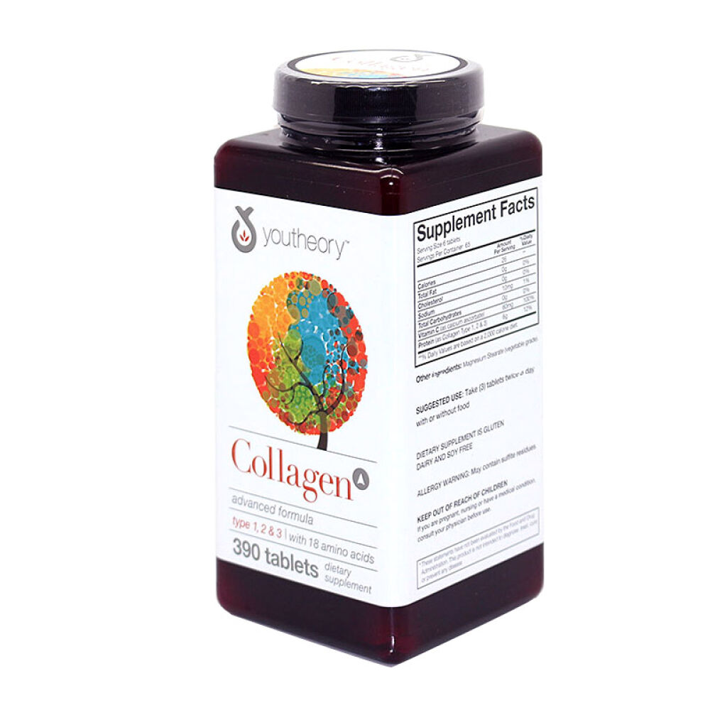 美国进口胶原蛋白片youtheorycollagen390粒2瓶装