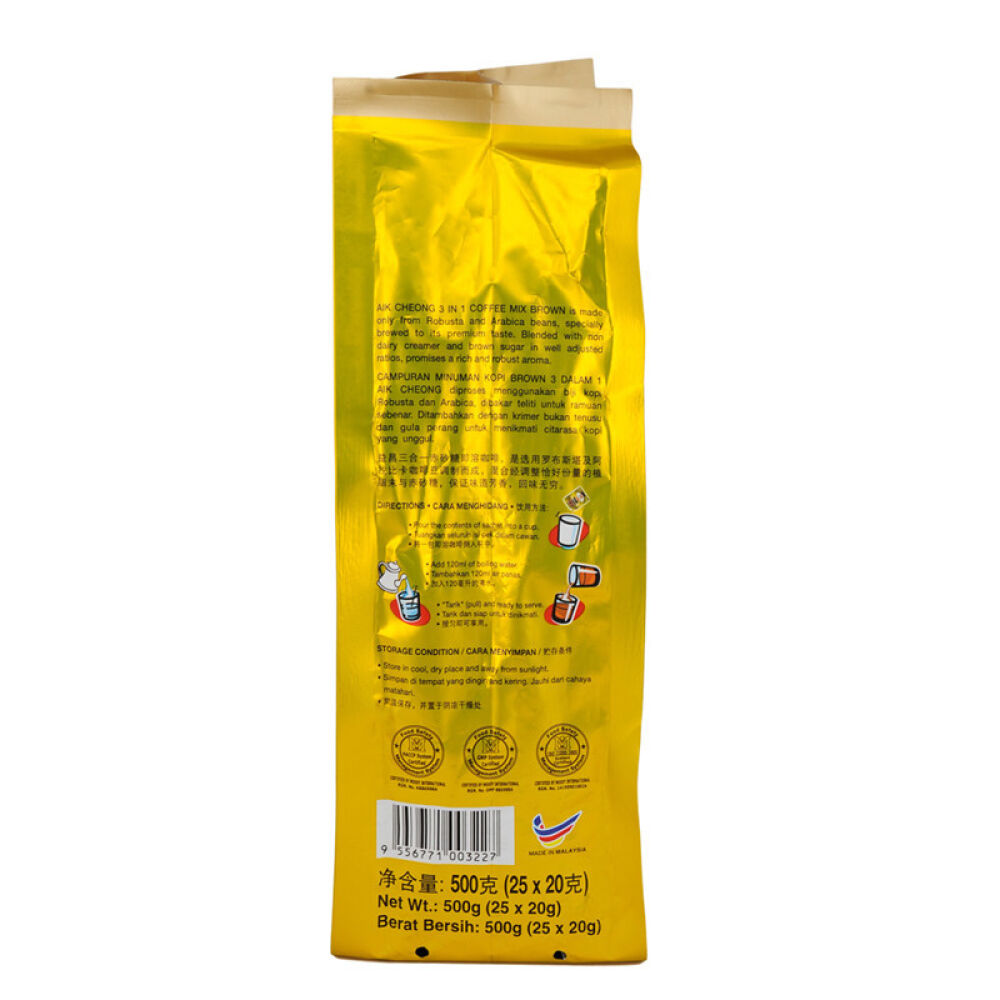 马来西亚进口AikCheong益昌赤砂糖即溶咖啡500g*2袋