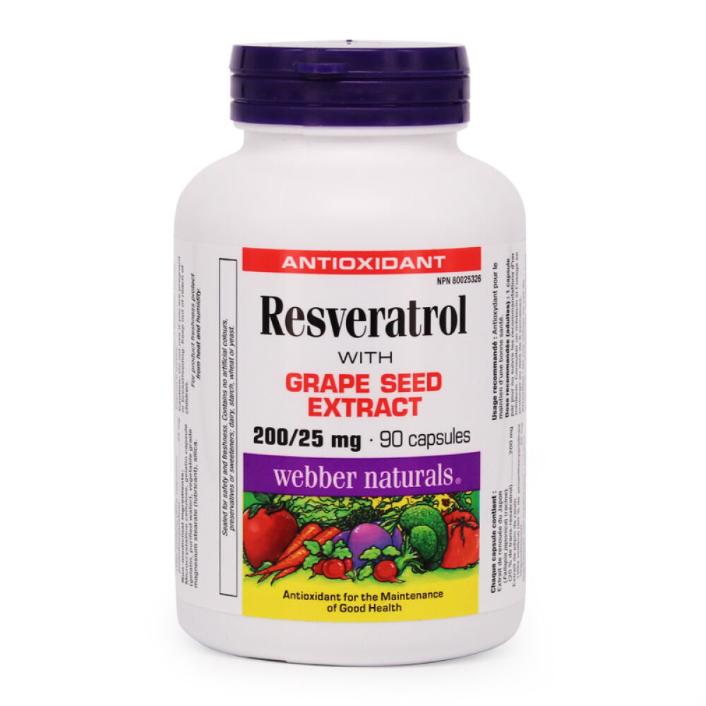 【全球购】加拿大直邮伟博Webbernaturals白藜芦醇葡萄籽提取物200/25mg*90粒