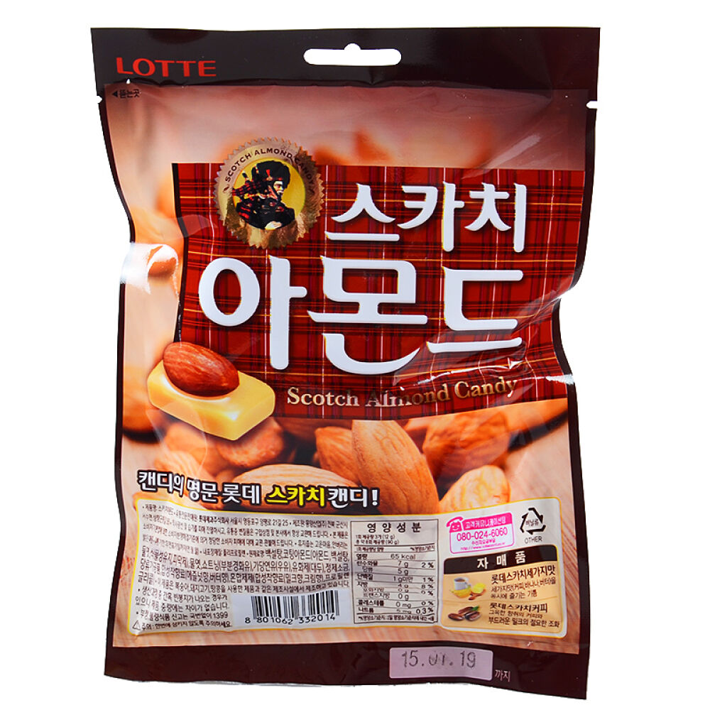 韩国进口零食LOTTE乐天扁桃仁糖果~大颗扁桃仁90g