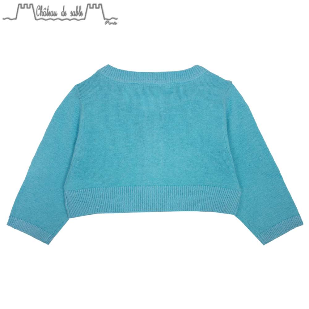 ChateauDeSableAMELIE女童开襟羊毛衫全棉针织衫#021青绿色10Y
