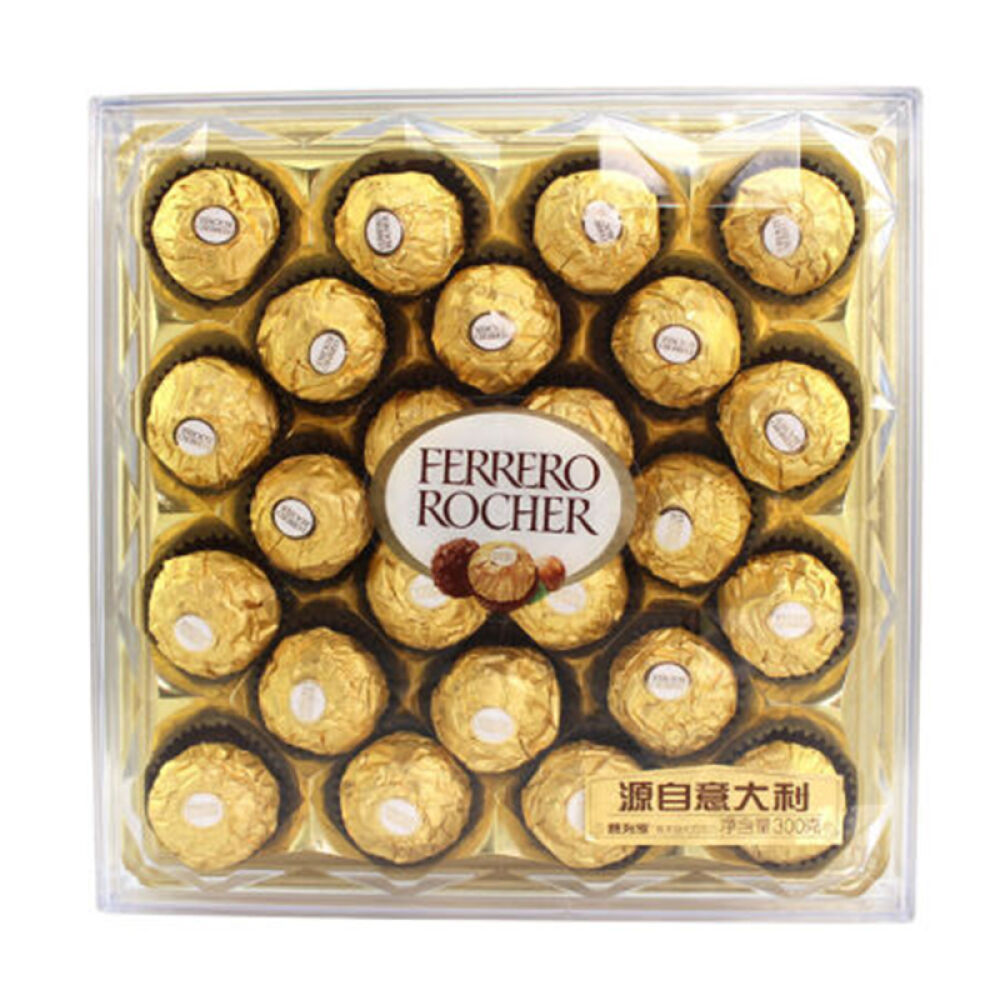 费列罗（FerreroRocher）巧克力进口金莎榛仁威化婚庆情人节圣诞节礼物24颗钻石礼盒装