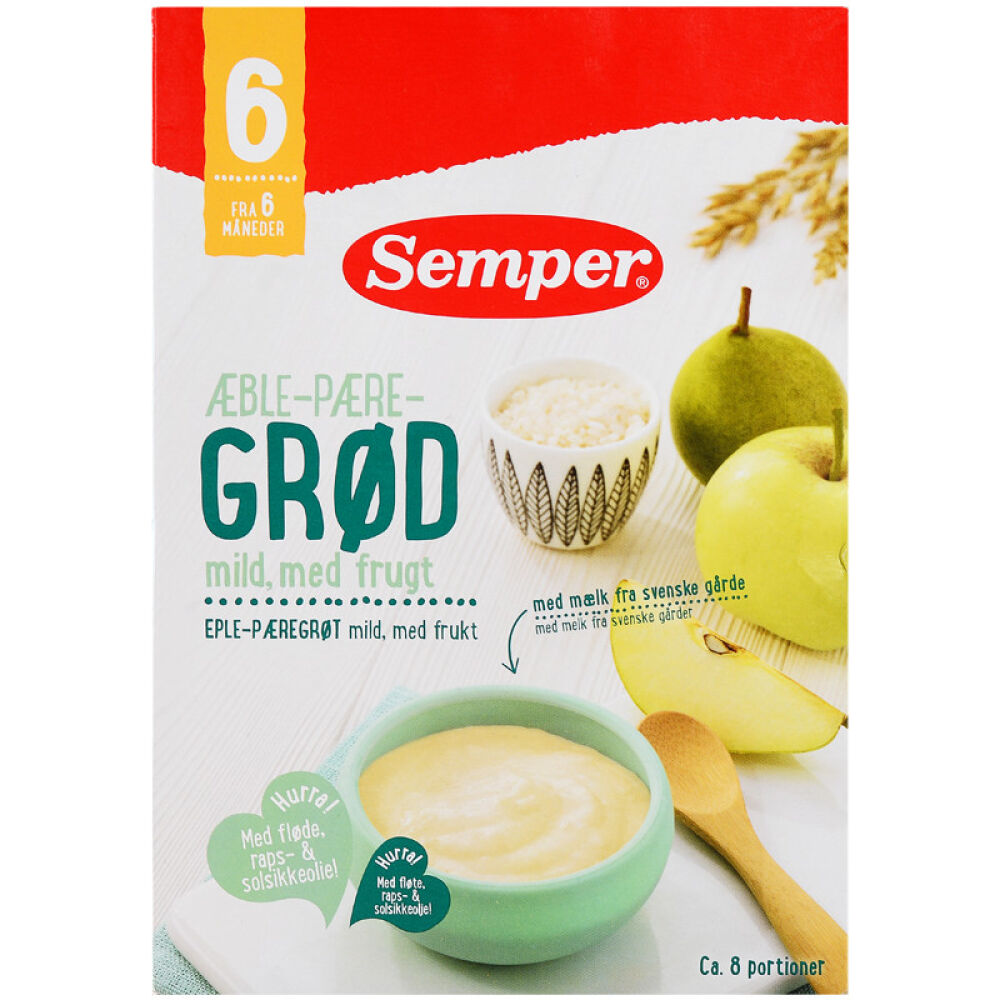 丹麦原装进口【森宝Semper】婴幼儿谷物稀粥米糊营养辅食燕麦糊(苹果和梨子)6个月