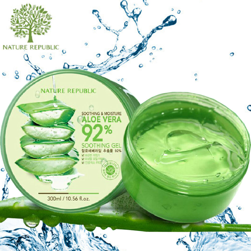 包邮韩国自然乐园补水面膜面霜晒后芦荟胶300ml三支