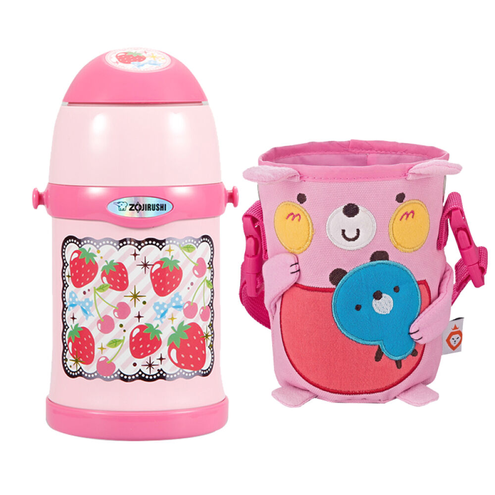 进口象印儿童吸管杯宝宝直饮杯保温杯保冷杯一杯两用（直饮、吸管）450ml粉色日本版