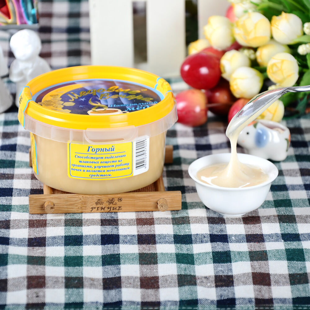 俄罗斯原装进口蜂蜜蜂蜜晚宴牌天然洋槐蜜等300g野山蜜(0229)