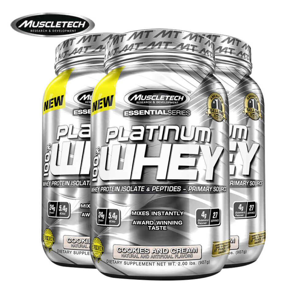 肌肉科技乳清蛋白粉白金蛋白粉增肌粉健身增重蛋白质粉2磅907g巧克力味