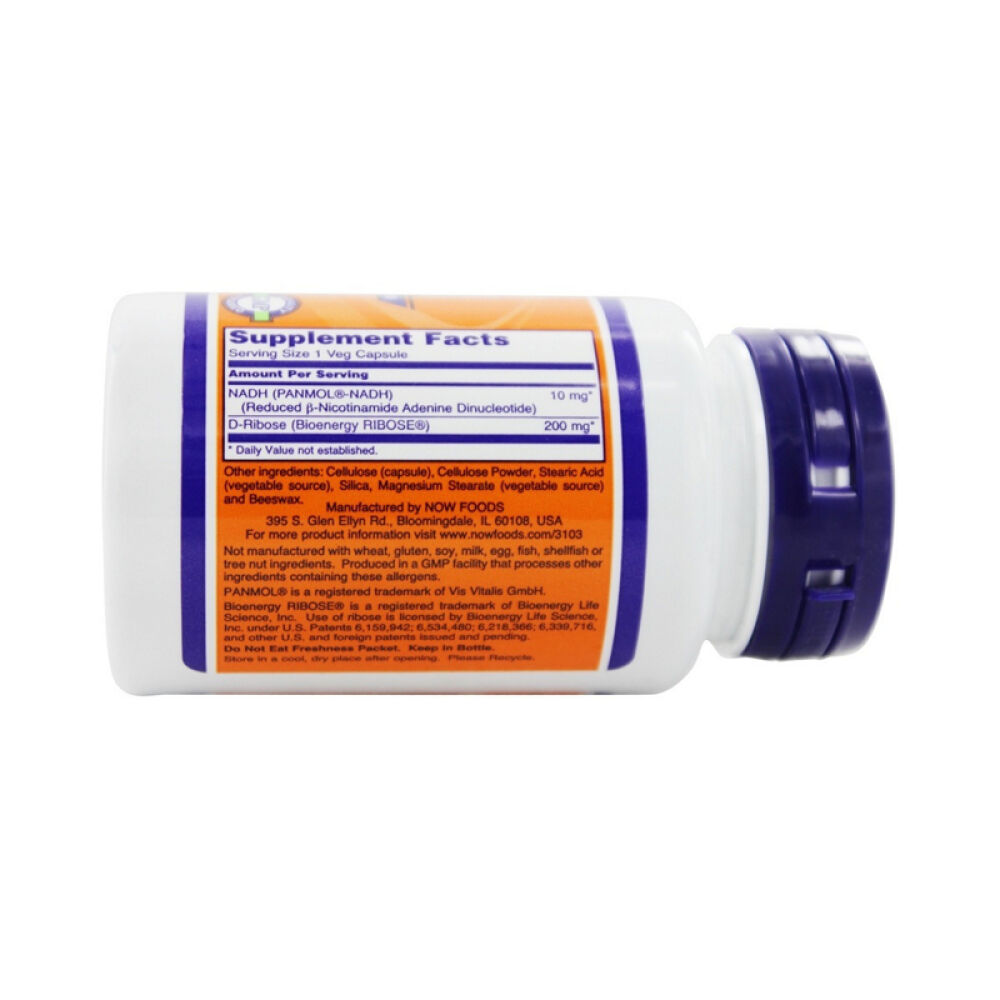 【美国直购正品包邮】NOWFoods诺奥含核糖支持细胞能量产生烟酰胺腺嘌呤二核苷酸素食胶未定义60粒