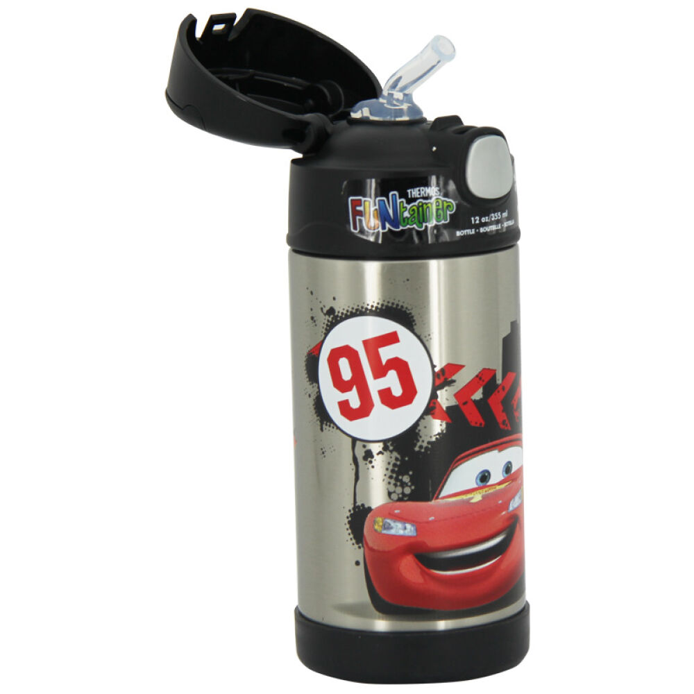 膳魔师thermos儿童保温杯吸管杯宝宝婴儿水壶小学生水杯355ml33-黑色-15汽车车总动员--355ml
