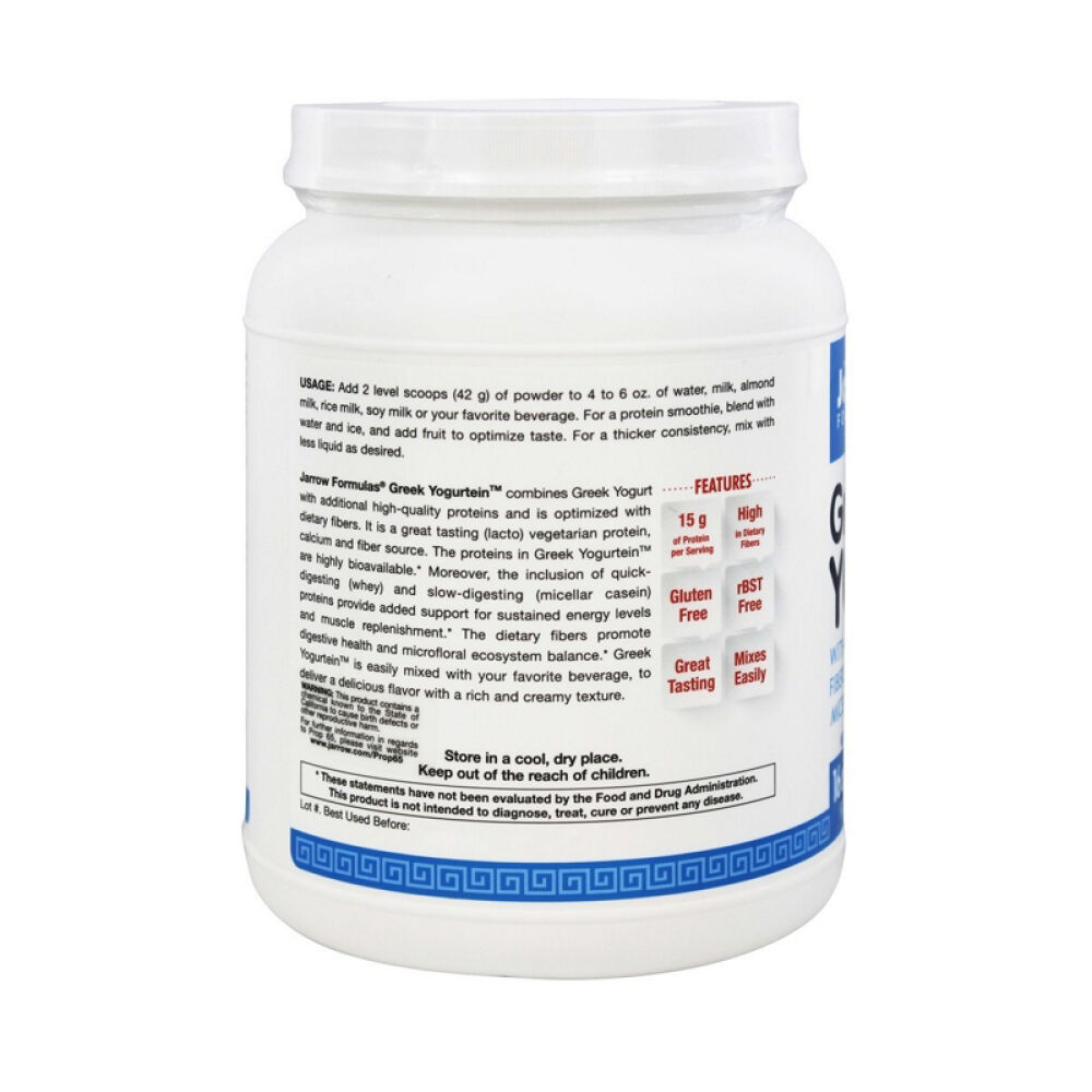【美国正品直邮】JarrowFormulas富含蛋白质纤维和椰奶口味钙希腊酸奶粉454g未定义16盎司