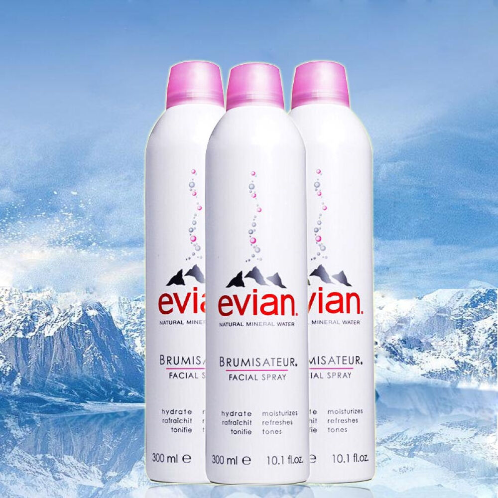 evian依云天然矿泉水喷雾爽肤水补水保湿大喷小喷300ml3