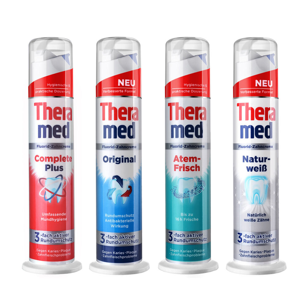 德国原装进口Theramed汉高施华蔻站立式牙膏清洁去垢护齿100g————抗菌