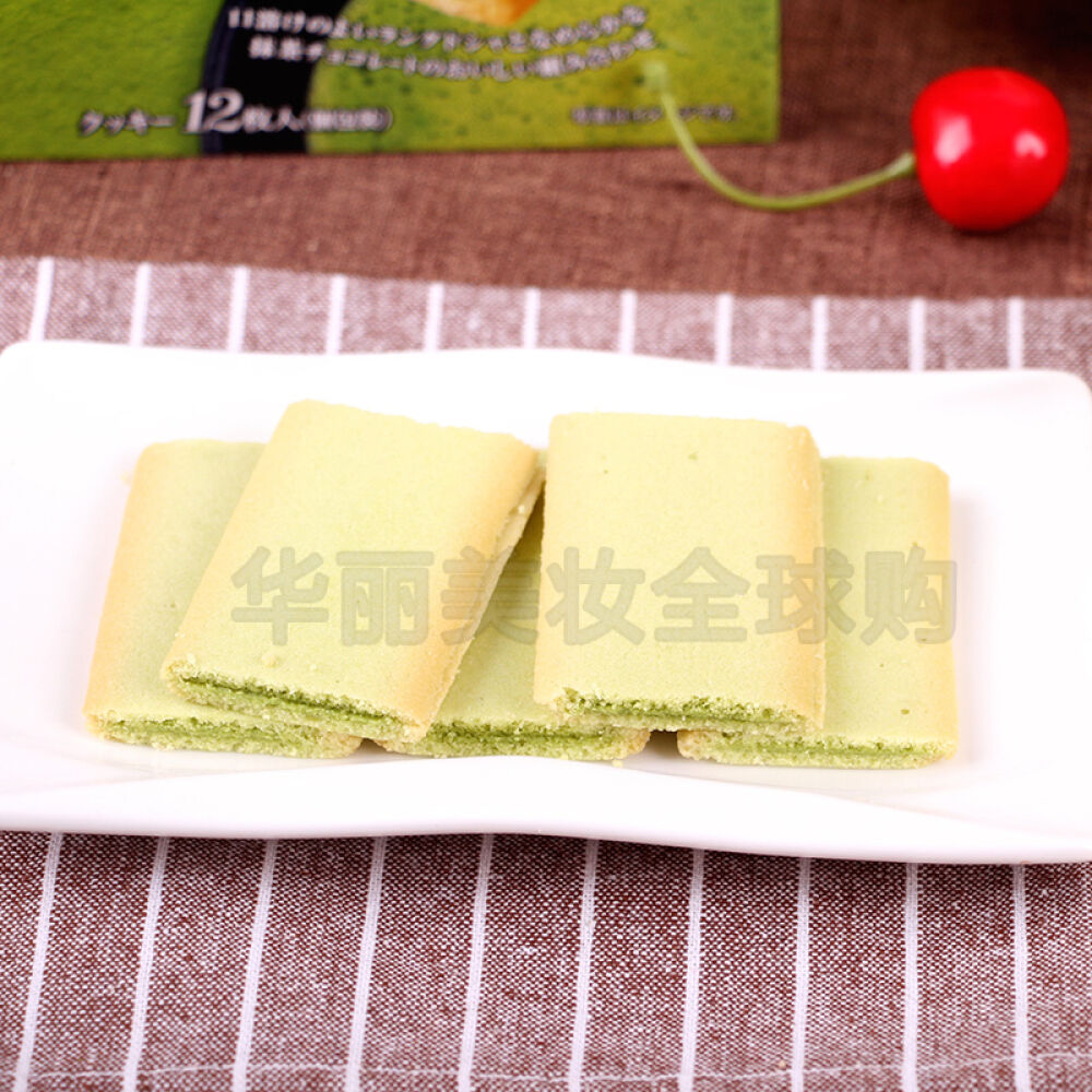 日本进口零食三立曲奇夹心饼干90g抹茶味*2