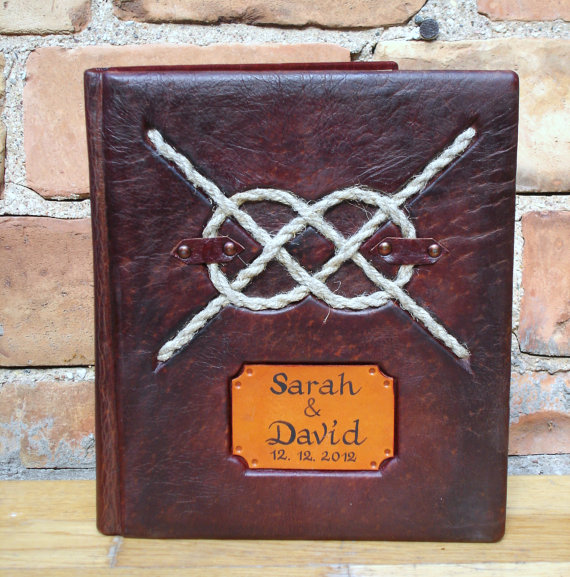 rusticleatherweddingphotoalbum,celticknot,largerusticwedding