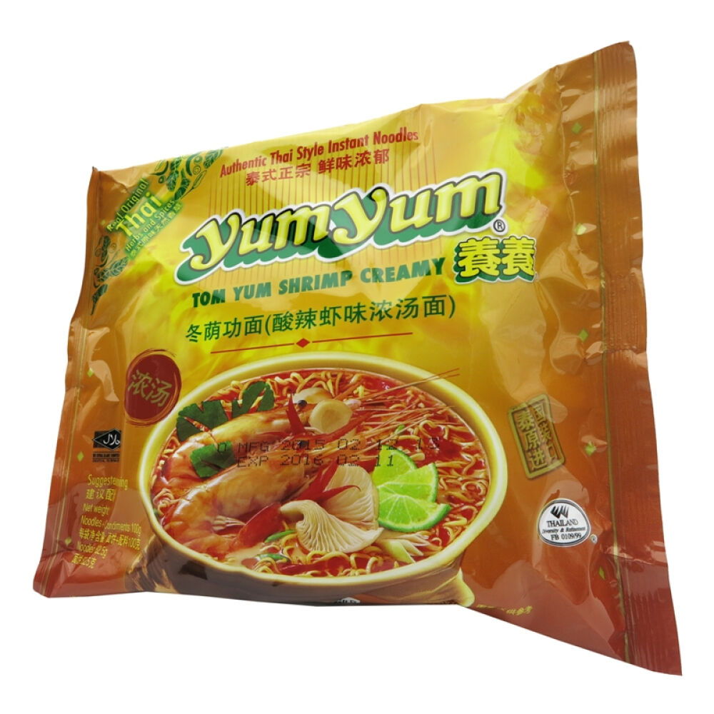 自营泰国进口方便面养养yumyum冬阴功酸辣虾味浓汤100g