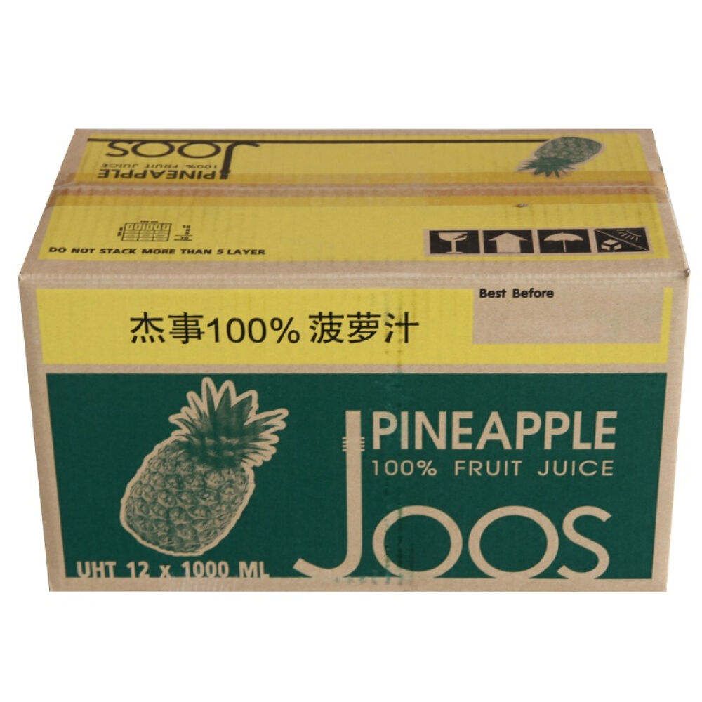 自营泰国进口果汁杰事joos100%菠萝果汁/箱（1Lx12盒）