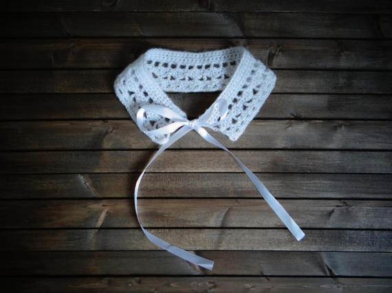 Whitecrochetcollar,Detachablecollar,Whitecollar,Giftforher,Crochetaccessories