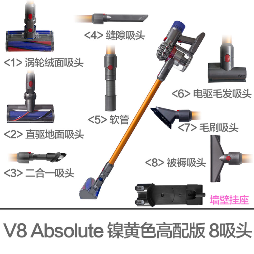 戴森（Dyson）V8Absolute高配版无线手持真空吸尘器吸尘除螨高效率