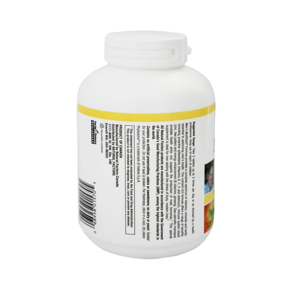 【美国正品直邮】NaturalFactors抗氧化支持促进能量男士多维素&多种矿物质片未定义120片