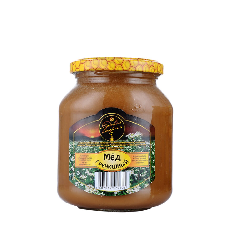俄罗斯原装进口蜂蜜蜂蜜晚宴天然野生椴树蜜洋槐蜜百花蜜500g荞麦蜜500g玻璃瓶(0625)