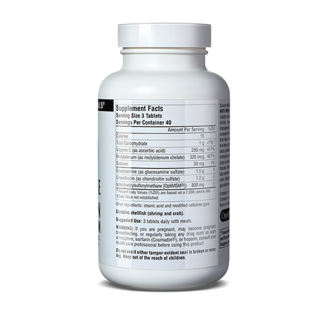 美国原装SourceNaturals氨基葡萄糖软骨素复合与MSM片120粒增加骨密度