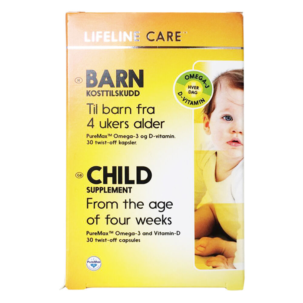 欧洲直邮lifelinecare进口挪威深海鱼油婴幼儿鱼油软胶囊含DHA挪威小鱼