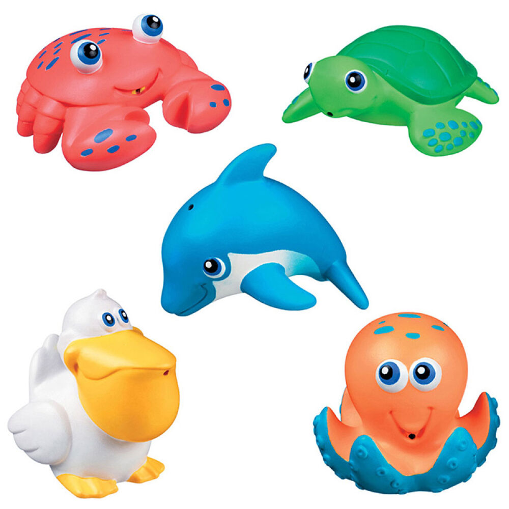 美国Munchkin麦肯齐海洋小动物洗澡喷水玩具5件套