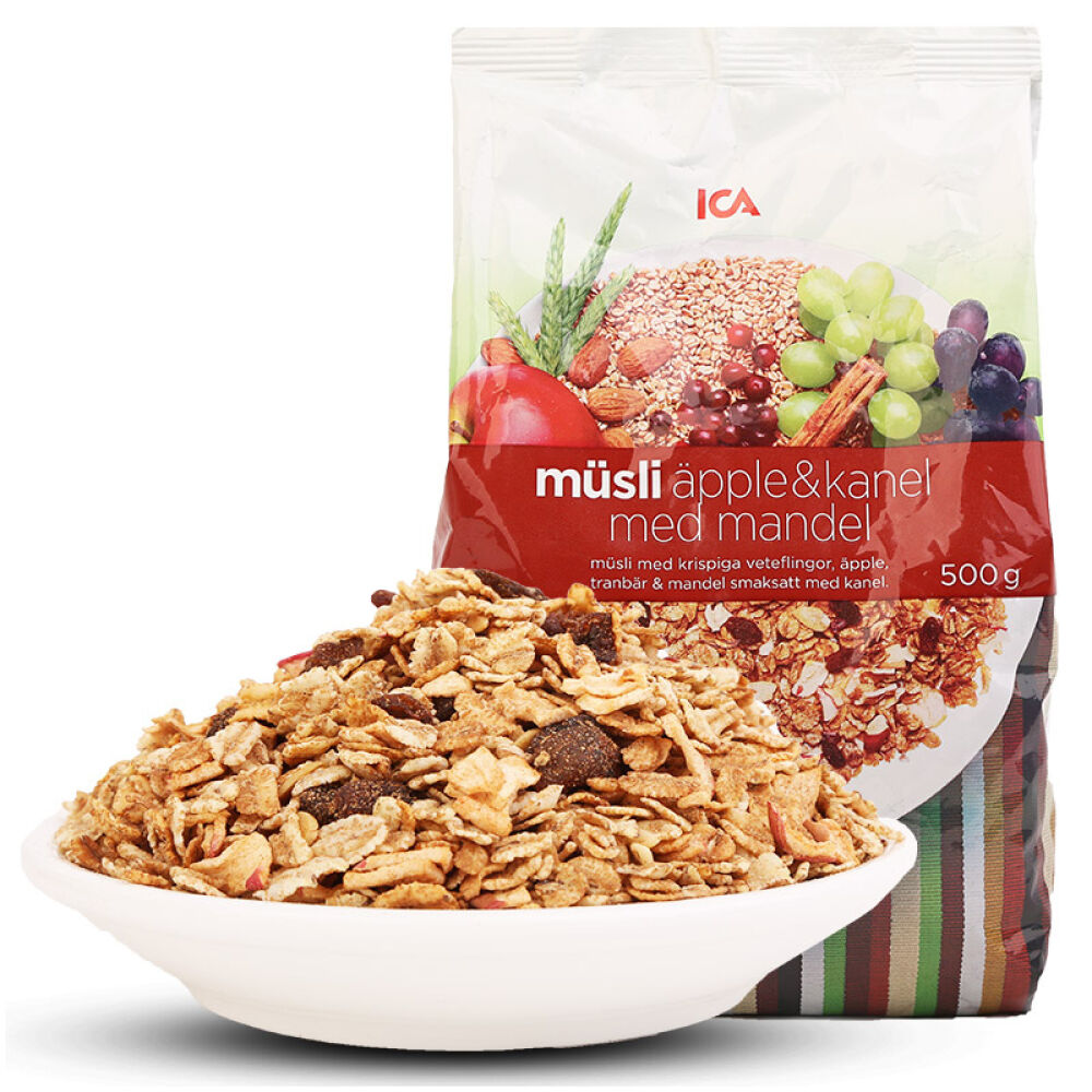 【原装正品】瑞典ICA进口麦片即食免煮营养早餐燕麦片苹果肉桂杏仁麦片500g