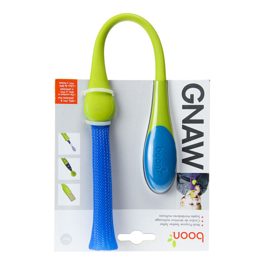 美国进口新款BOON婴幼儿宝宝奶嘴牙胶防掉夹、安抚奶嘴夹多色食物夹(蓝绿)