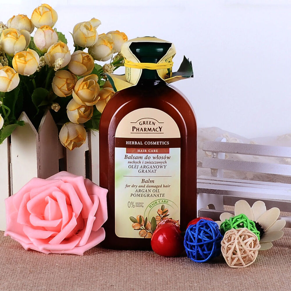 波兰原装进口GreenPharmacy强健修护润发乳护发素香波300ml男士女士适用摩洛哥坚果油红石榴强健修护润发乳
