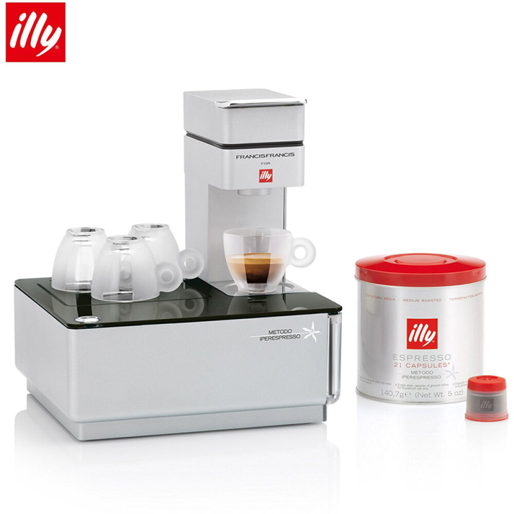 illy意利胶囊咖啡机Y1.1touch钢化玻璃和拉丝铝底座触控面板家商用咖啡机炫黑