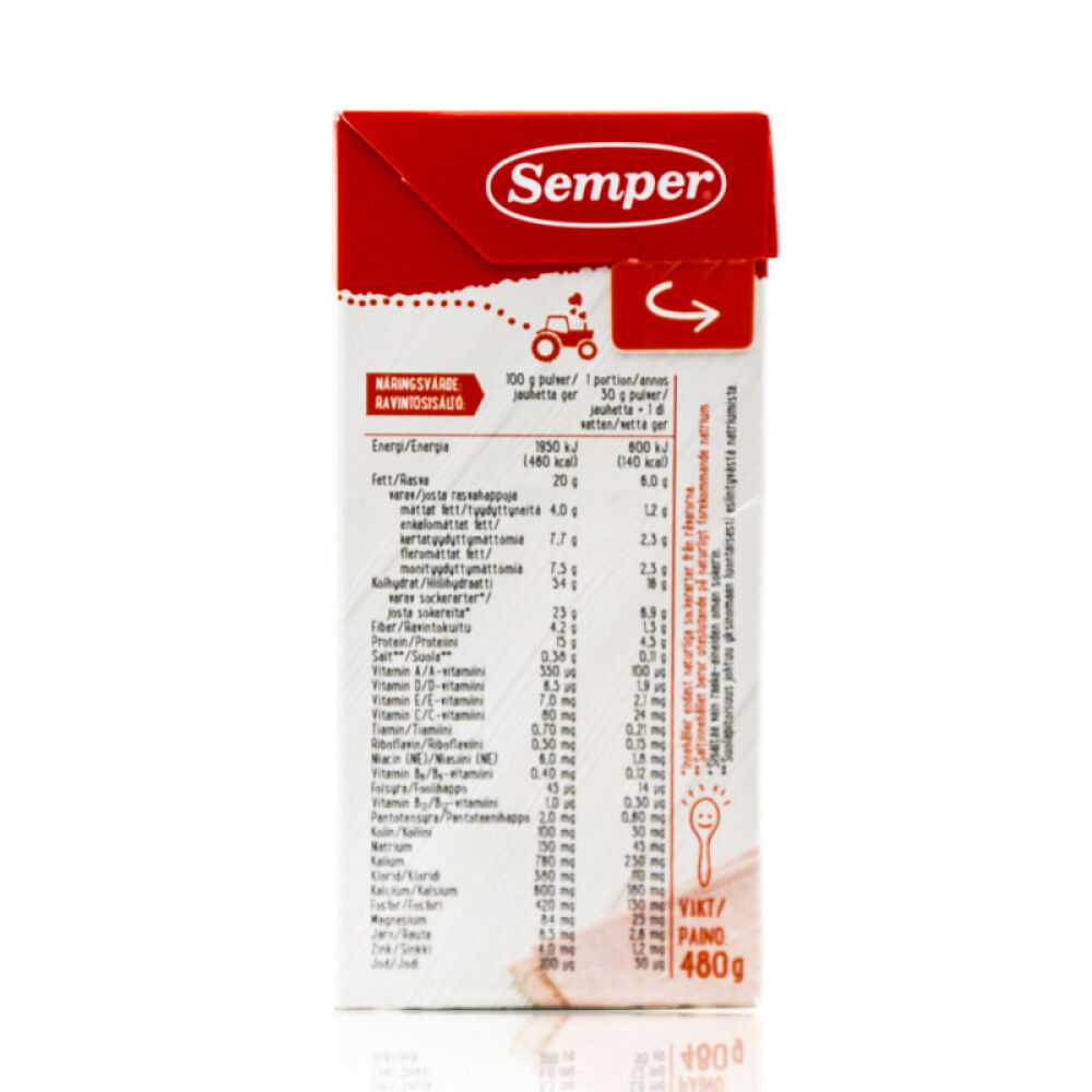 瑞典原装进口森宝SemperAllomin婴幼儿米粉全麦谷物蔬果混合米粉米糊全麦水果米粉480g8个月+