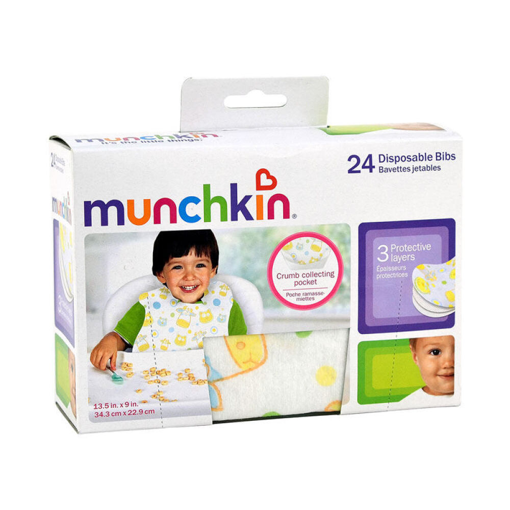 Munchkin麦肯奇宝宝一次性围兜24片天蓝色