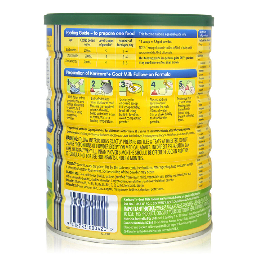 全球购新西兰原装进口KARICAREGoat2可瑞康金装婴幼儿羊奶粉900g可瑞康金装奶粉2段(6-12个月)900g