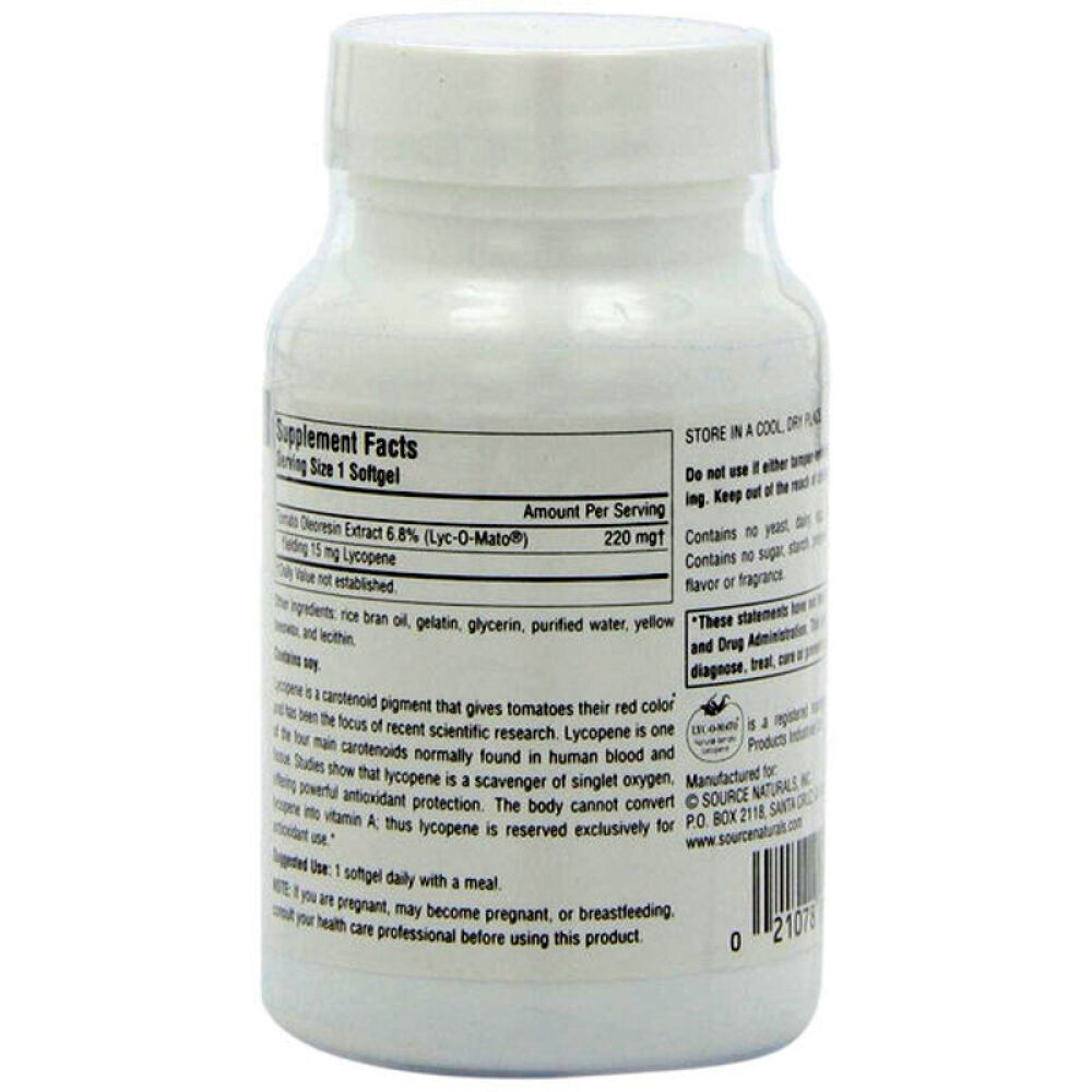 SourceNaturals番茄红素软胶囊蕃茄红素提高精子的活力30粒/瓶