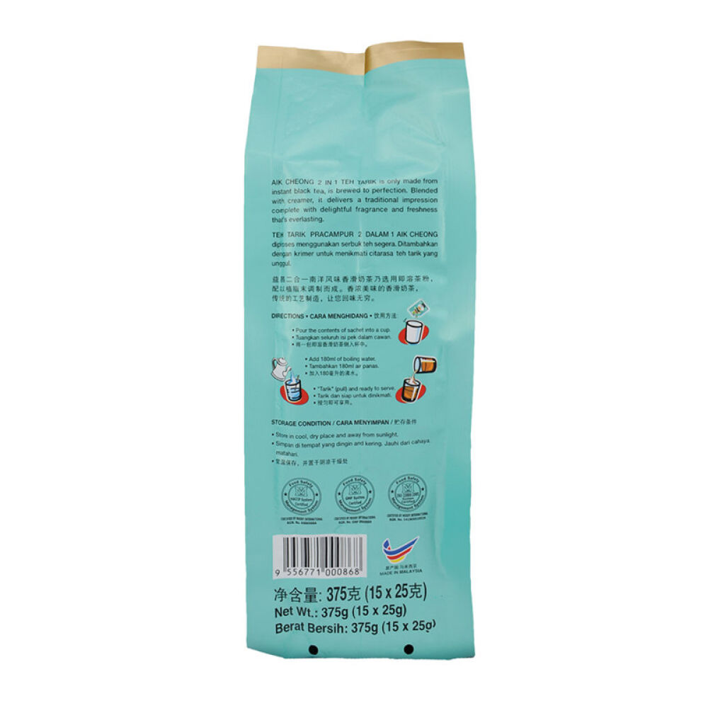 马来西亚进口AikCheong益昌无糖香滑奶茶375g*3袋