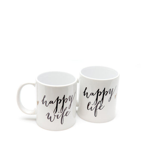 couplesmugssetof2mugsgiftforcoupleshappywife,happylifecoffeemugs