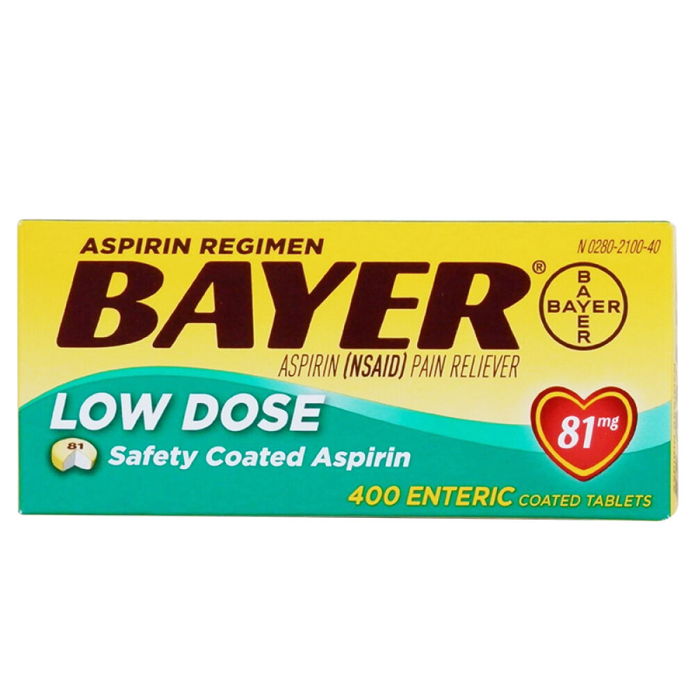 bayer拜耳阿司匹林肠溶片81mg400粒低剂量温和型缓解轻微疼痛防止血栓