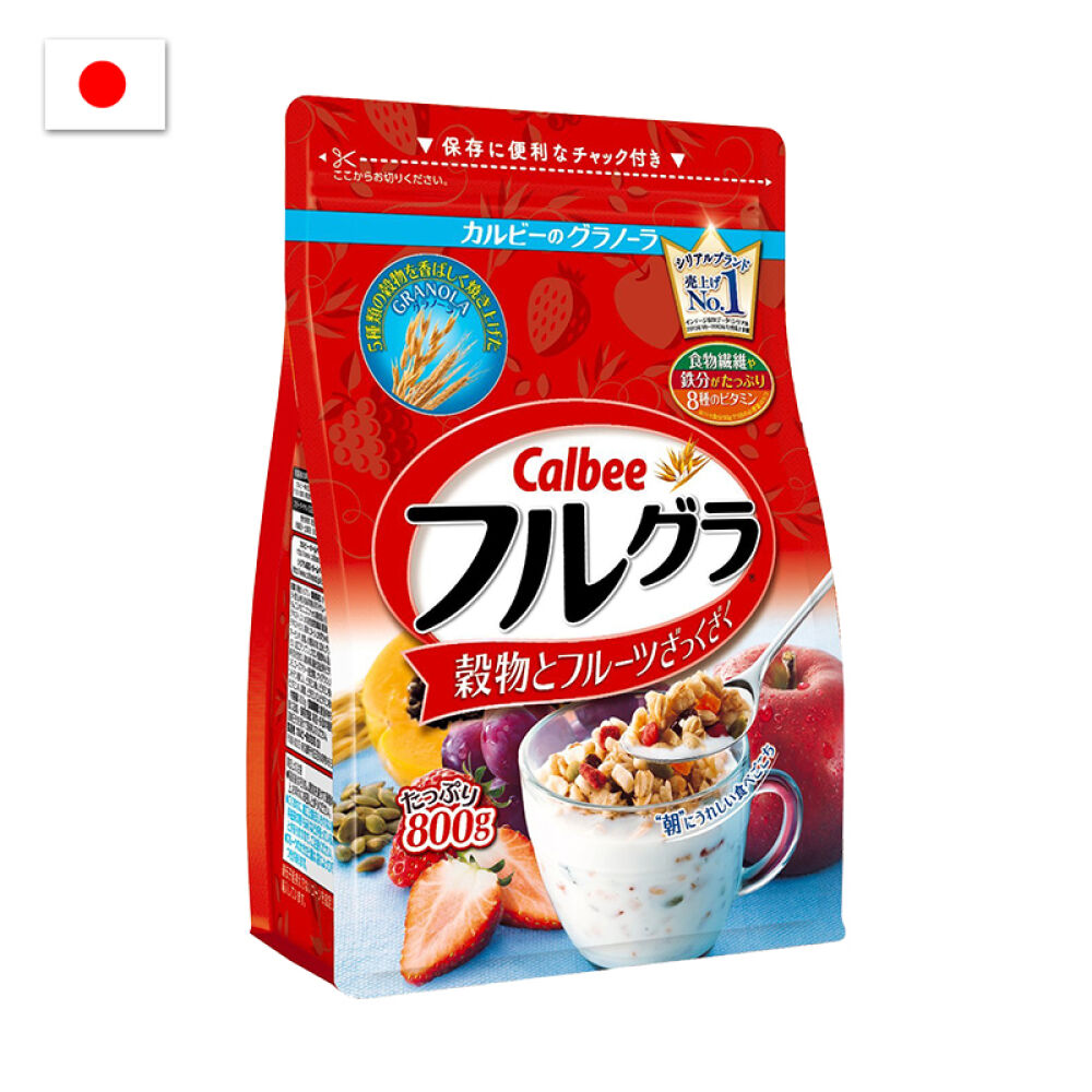 日本进口Calbee/卡乐比麦片营养早餐水果颗粒果仁谷物800g冲饮麦片原味800g