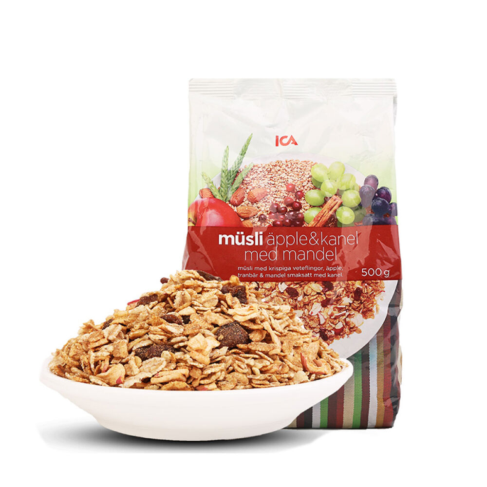 瑞典进口ICA水果坚果混合燕麦片冲饮即食低脂美味什锦营养早餐苹果肉桂燕麦片500g