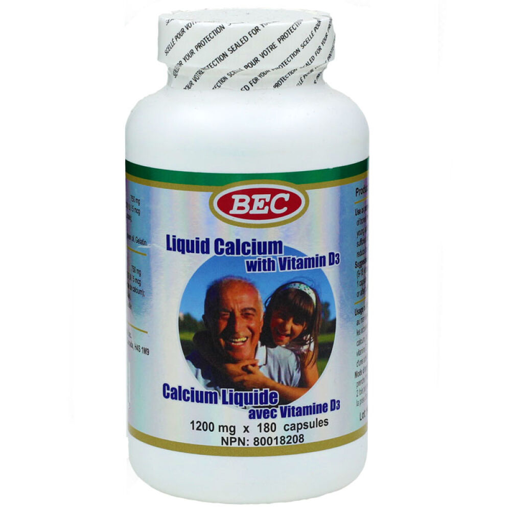 加拿大进口BEC液体钙维D软胶囊青少年成人中老年补钙