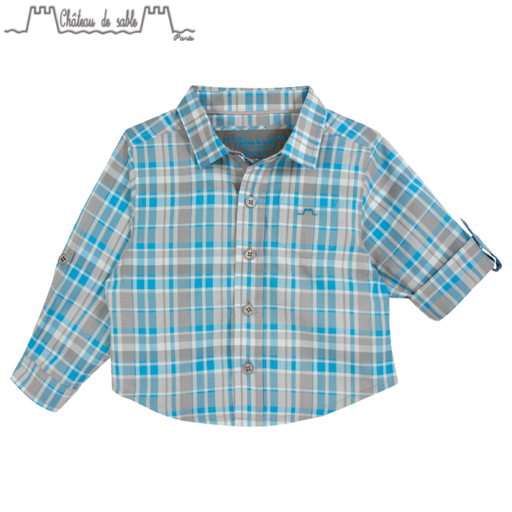 ChateauDeSableLOUIS男童衬衫儿童格子衫儿童上衣#020蓝色04Y