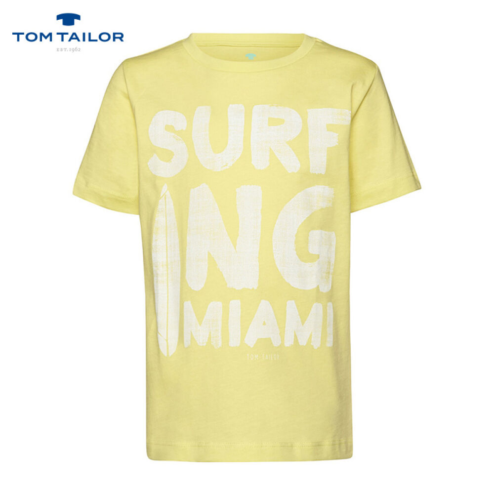 TOMTAILOR2016新款男孩休闲字母印花T恤欧美百搭时尚童装淡黄色116/122