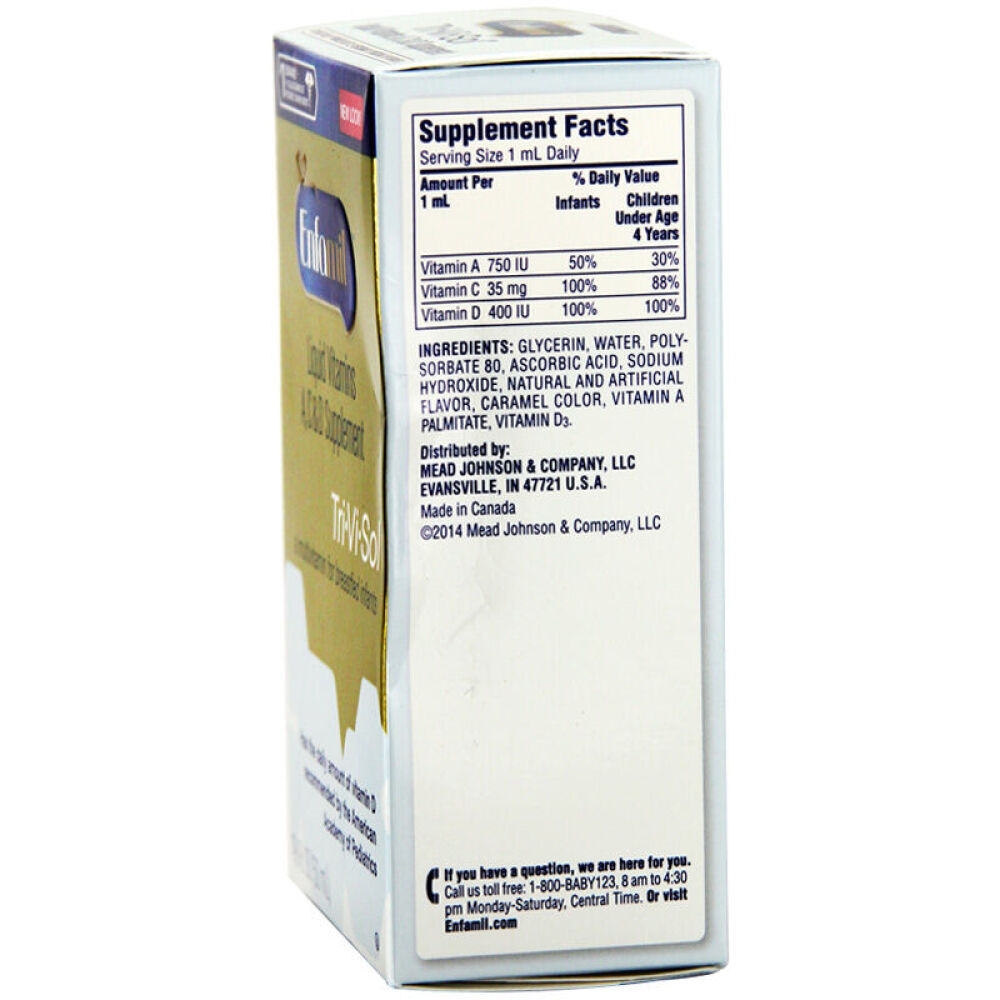 美国进口美赞臣Enfamil宝宝多维/维生素ACD/维生素D/VD高铁滴剂50mlACD滴剂