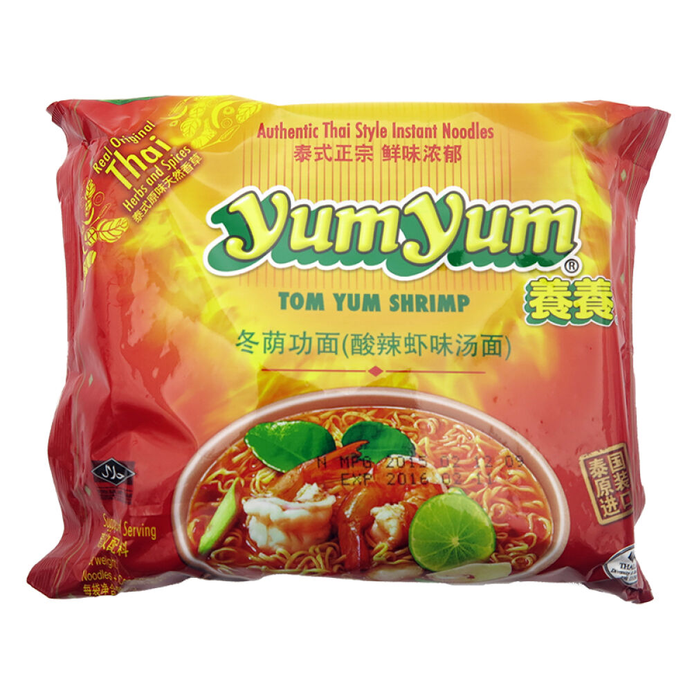 自营泰国进口方便面养养yumyum冬阴功酸辣虾味汤面100g