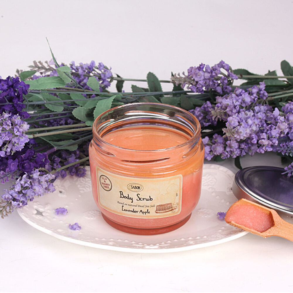 以色列Sabon海盐身体磨砂膏去角质去死皮鸡皮肤嫩肤透亮薰衣草苹果