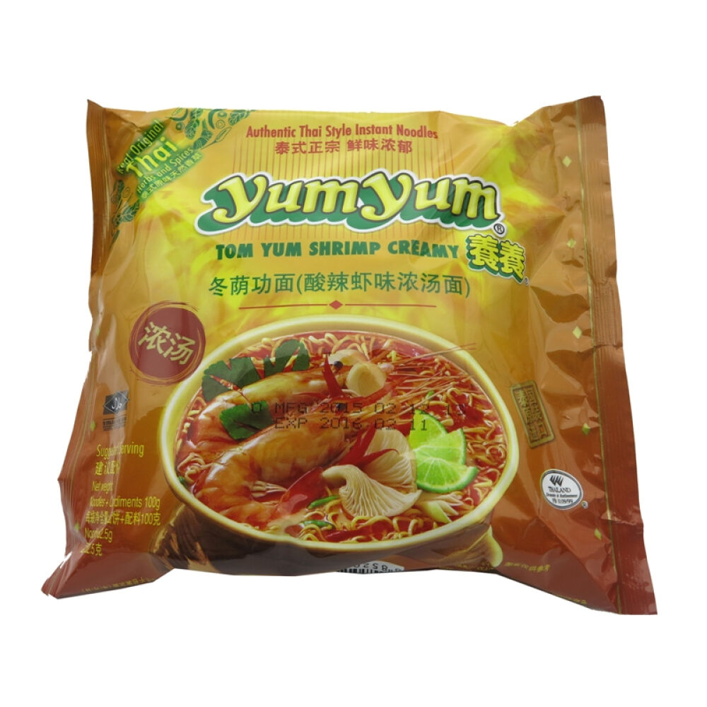 自营泰国进口方便面养养yumyum冬阴功酸辣虾味浓汤100g