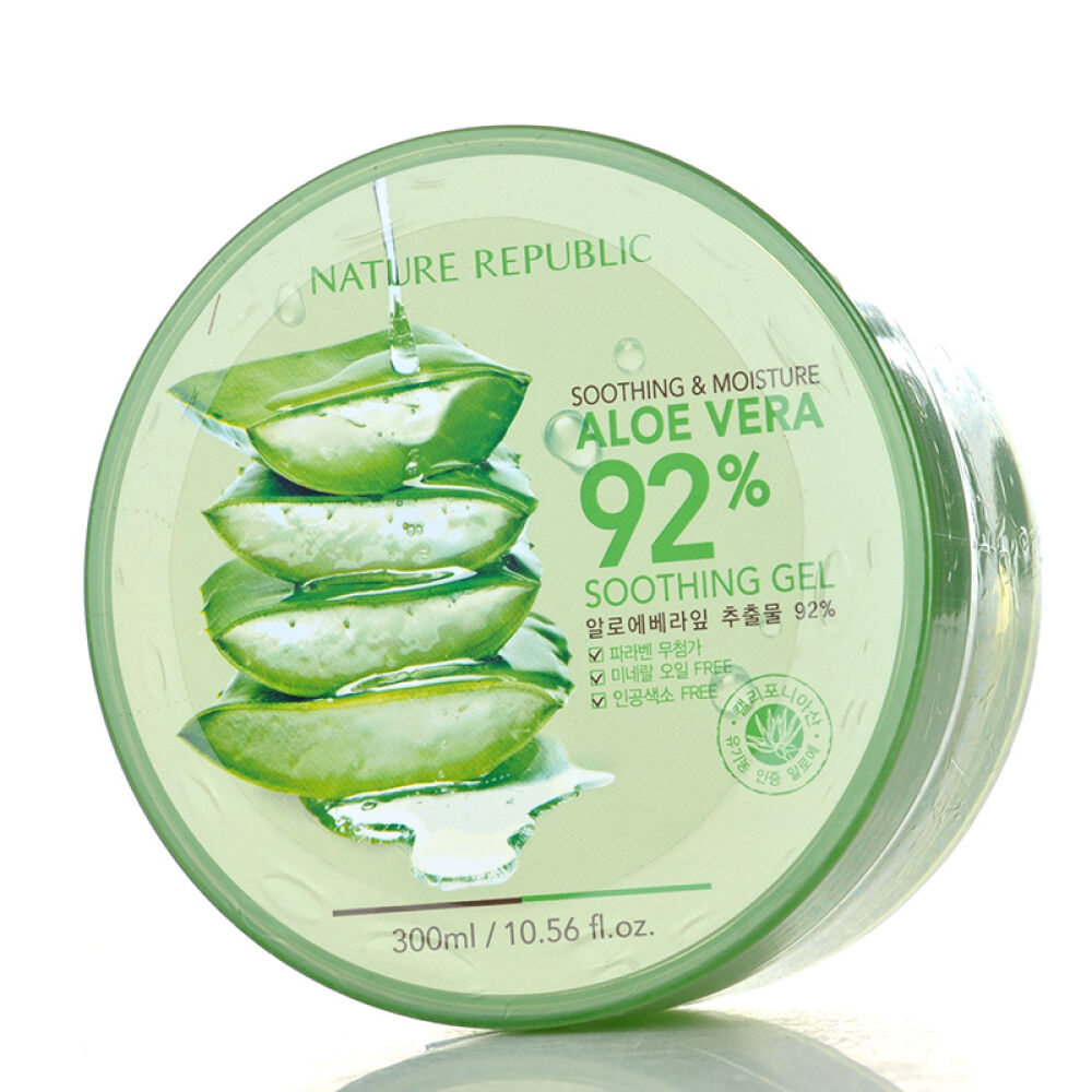 韩国自然乐园naturerepubl92%芦荟胶300ml晒后修护保湿补水三瓶装